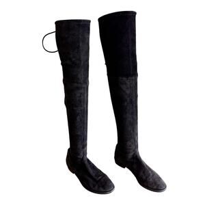Stuart Weitzman Lowland Over the Knee Boots Black Suede Size 8